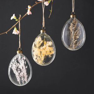 HTF Anthropologie Dried Floral Egg Ornaments, Set of 3